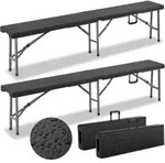 2er Set Bierbank Klappbar 8 Personen Rattanoptik 180cm Kunststoff Klappbank Faltbar