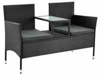 Polyrattan Gartenbank Monaco - 2-Sitzer Bank mit Tisch & Kissen - 133 × 63 ×...