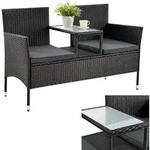 Juskys - Polyrattan Gartenbank Monaco - 2-sitzer Bank Mit Tisch & Kissen - 133 &times; 63