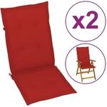 Gartenstuhlauflagen F&uuml;r Hochlehner 2 Stk. Rot 120x50x3 Cm Stoff Vidaxl