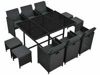 Polyrattan Sitzgruppe Baracoa xl 11-teilig – Gartenmöbel Set mit 6 x Stühle, 4