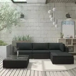 Vidaxl 5-tlg. Garten-lounge-set Mit Auflagen Poly Rattan Schwarz