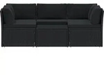 4-tlg. Garten-lounge-set Mit Auflagen Poly Rattan Schwarz Vidaxl