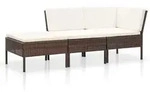 3-tlg. Garten-lounge-set Mit Auflagen Poly Rattan Braun - Vidaxl
