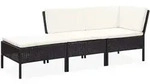 3-tlg. Garten-lounge-set Mit Auflagen Poly Rattan Schwarz - Vidaxl