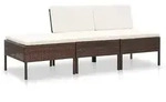 3-tlg. Garten-lounge-set Mit Auflagen Poly Rattan Braun - Vidaxl