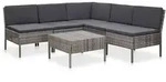 Vidaxl 6 Piece Garden Lounge Set With Cushions Poly Rattan Grey