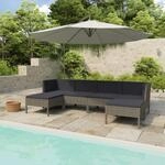 6-tlg. Garten-lounge-set Mit Auflagen Poly Rattan Grau - Vidaxl