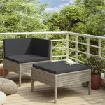 2-tlg. Garten-lounge-set Mit Auflagen Poly Rattan Grau - Vidaxl
