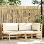 2-tlg. Garten-lounge-set Mit Kissen Cremewei&szlig; Bambus - Vidaxl