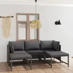 5-tlg. Garten-lounge-set Mit Kissen Poly Rattan Grau Vidaxl
