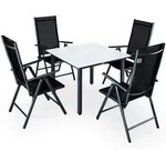 Gartenm&ouml;bel Set 4 St&uuml;hle Mit Tisch 90x90cm Aluminium Sicherheitsglas Wetterfest