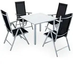 Gartenm&ouml;bel Set 4 St&uuml;hle Mit Tisch 90x90cm Aluminium Sicherheitsglas Wetterfest