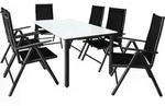 Gartenm&ouml;bel Set 6 St&uuml;hle Mit Tisch 150x90cm Aluminium Sicherheitsglas Wetterfest