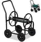 Schlauchwagen Metall, 4 Gummir&auml;der, Xl Schlauchtrommel, Kurbel, F&uuml;r 60m Schlauch,