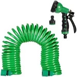 Relaxdays - Gartenschlauch Mit Brause, Flexibel Ausziehbar Bis 10m, Spiralschlauch,