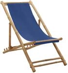 Vidaxl - Liegestuhl Bambus Und Canvas Marineblau