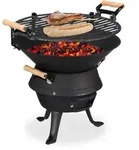 Grillfass Gusseisen, H&ouml;henverstellbarer Grillrost, Bel&uuml;ftung, Fassgrill F&uuml;r