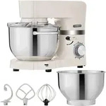 Arebos - K&uuml;chenmaschine 1500w Creme Knetmaschine Mit Edelstahl R&uuml;hrsch&uuml;sseln