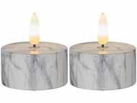 Star Trading - led Kerze Flamme Marble in Grau 2-flammig 60mm - grey