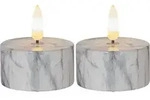 Star Trading - Kerzen-set Flamme Marble, 2 St&uuml;ck, Teelichter, Mamor-design, Led,