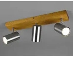 Deckenstrahler Marley Silber Mit Holz 3-flammig, Breite 44cm