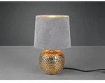 Defibrico - Tischleuchte Sophia Mit Keramikfu&szlig; & Samtschirm Grau - Gold, H&ouml;he 26cm