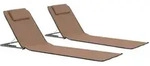 Vidaxl Folding Beach Mats 2 Pcs Steel And Fabric Brown