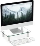 Relaxdays Bildschirmst&auml;nder Glas, Tv Aufsatz, Notebookst&auml;nder H&ouml;henverstellbar 9 -