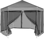 Hexagonal Pop-up Zelt Mit 6 Seitenw&auml;nden Grau 3,6x3,1 M - Vidaxl