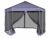Hexagonal Pop-Up Zelt Camping Zelt mit 6 Seitenwänden Dunkelblau 3,6x3,1 m...