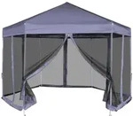 Vidaxl - Hexagonal Pop-up Zelt Mit 6 Seitenw&auml;nden Dunkelblau 3,6x3,1 M
