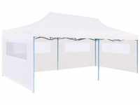 Pop-Up Partyzelt Festzelt mit Seitenwänden Faltbar 3 x 6 m Stahl Weiß vidaXL