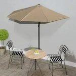 Balkon-sonnenschirm Mit Alu-mast Taupe 270x144 Cm Halbrund Vidaxl