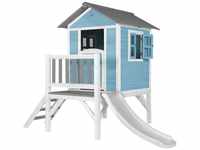 Spielhaus Beach Lodge xl in Blau mit Rutsche in Weiß Stelzenhaus aus fsc Holz...