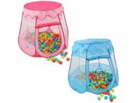 Kinderzelt Bällebad Babyzelt Spielhaus Spielzelt +100 Bälle +Tasche Pink -...