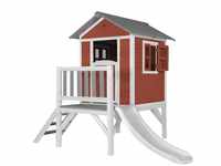 Spielhaus Beach Lodge xl in Rot mit Rutsche in Weiß Stelzenhaus aus fsc Holz...