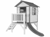Spielhaus Beach Lodge xl in Weiß mit Rutsche in Grau Stelzenhaus aus fsc Holz für