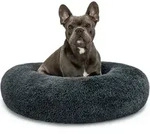 Hundebett Aus Pl&uuml;sch In Donut-form, 70 Cm Durchmesser, Dunkelgrau - Lionto