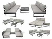 Funktions Lounge Set bogota, Aluminium matt-grau, Polster hellgrau - grau