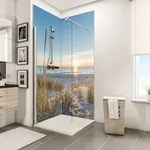 Duschr&uuml;ckwand Set &Uuml;ber Eck, Sonnenuntergang D&uuml;ne, 2 X 90x210 Cm, Wandverkleidung ,
