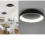 Trio Lighting - Gro&szlig;e Led Deckenleuchte Girona Schwarz Mit Fernbedienung & Dimmer,