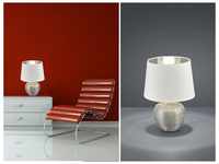 Reality Leuchten - Tischleuchte luxor Keramik mit Stoffschirm Weiß / Silber, Höhe