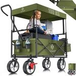 Bollerwagen Faltbar Mit Dach Handwagen Transportkarre Ger&auml;tewagen Inkl. 2