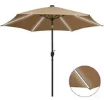 Sonnenschirm Mit Led-beleuchtung Und Alu-mast 300 Cm Taupe Vidaxl
