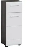 Trendteam - Linebad Badschrank 1 T&uuml;r, 1 Schublade Rauchsilber, Wei&szlig; Hochglanz.