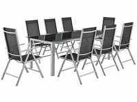 Aluminium Gartengarnitur Milano - Gartenmöbel Set mit Tisch und 8 Stühlen –