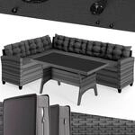 Casaria&reg; Polyrattan Ecklounge Set Wpc Esstisch Ecksofa Inkl. 7cm Sitzauflagen 15cm