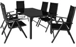 Gartenm&ouml;bel Set 6 St&uuml;hle Mit Tisch 150x90cm Aluminium Sicherheitsglas Wetterfest