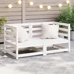 Garten-ecksofas 2 Stk. Wei&szlig; Kiefer Massivholz - Vidaxl